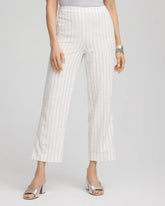 Metallic Striped Straight Cropped Pants