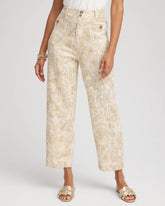 Printed Cropped Straight-Leg Pants