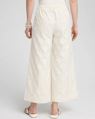 Textured Wide Leg Cropped Pants
