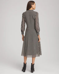 Chiffon Clip-Dot Tie-Neck Dress