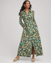 Printed Long-Sleeved Shirtdress