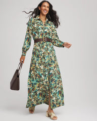 Printed Long-Sleeved Shirtdress