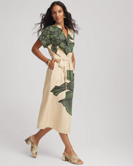 Printed Cotton-Voile Popover Midi Dress