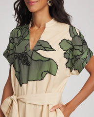 Printed Cotton-Voile Popover Midi Dress