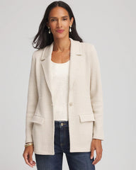 Metallic Rhinestone Sweater Blazer