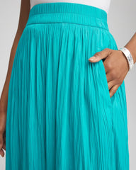 Pull-on Pleated Maxi Skirt