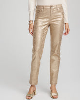 Girlfriend Slim Ankle Foiled Lace Jeans
