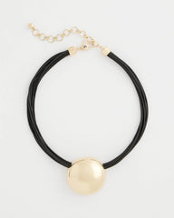 Gold Pendant Cord Necklace