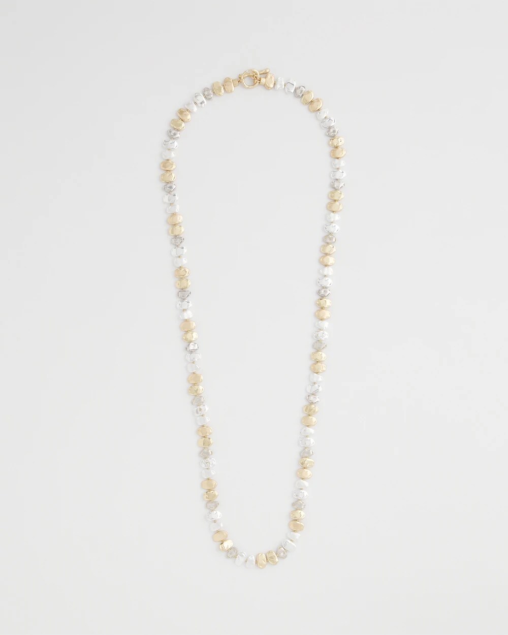 Mixed Metal Long Single Strand Necklace