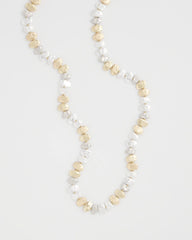 Mixed Metal Long Single Strand Necklace