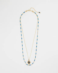 Double-Strand Sodalite Pendant Necklace