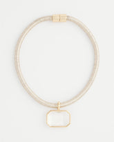 Goldtone Glass Gem Pendant Cord Necklace