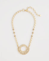 Sparkling Goldtone Circle Pendant Necklace