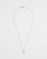 Bezel Set Pendant Silvertone Necklace