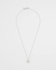 Bezel Set Pendant Silvertone Necklace