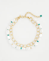 Pearlescent Goldtone Collar Necklace