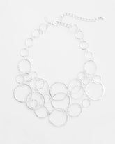 Short Silvertone Multi-Strand Link Necklace