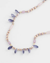 Purple Beaded Single Strand Necklace