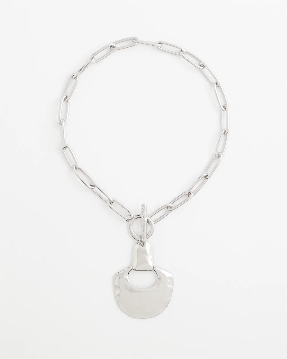 Silvertone Toggle Pendant Necklace