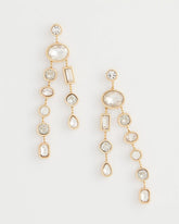Bezel Set Linear Goldtone Earrings