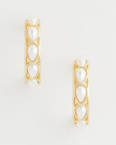 No Droop® Faux Pearl Hoop Earrings