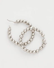 Silvertone Beaded Hoop Earrings