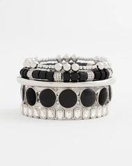 Black Barrel Bead Stretch Bracelet