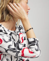 Black Barrel Bead Stretch Bracelet