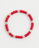 Red Barrel Bead Stretch Bracelet
