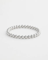 Small Beaded Silver Tone Stretch Bracelet