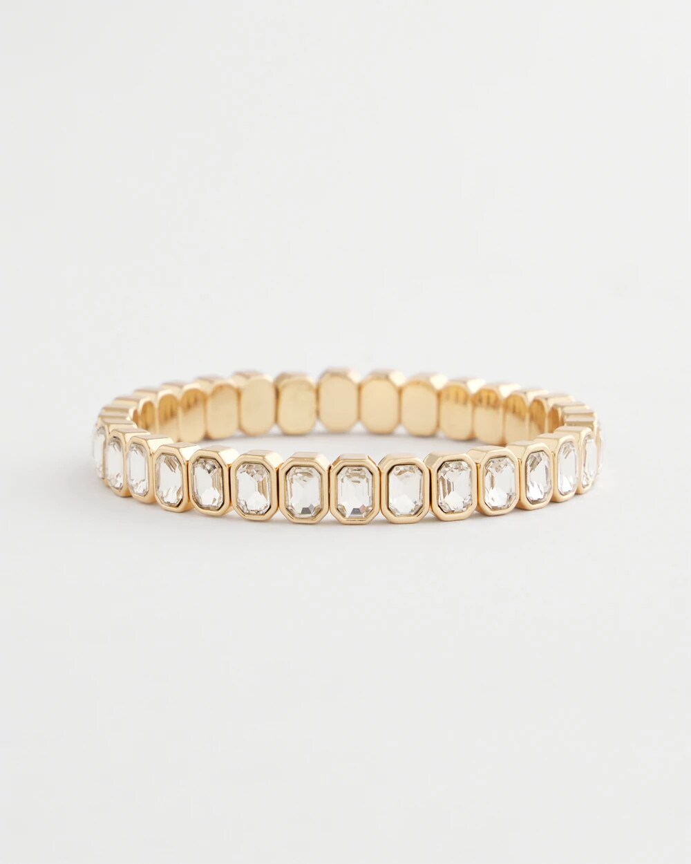 Gold Bezel Set Stretch Tennis Bracelet