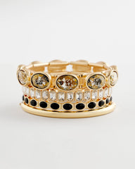 Small Black Faceted Gem Stretch Cuff Bracelet