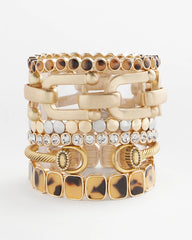 Tortoise Goldtone Round Stretch Bracelet