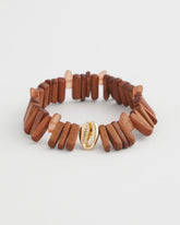 Walnut-Wood-Motif Stretch Bracelet