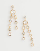 Bezel Set Linear Goldtone Earrings