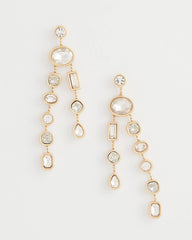 Bezel Set Linear Goldtone Earrings
