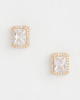 Gold Emerald Cut Stud Earrings