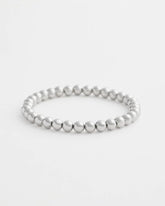 Small Beaded Silver Tone Stretch Bracelet
