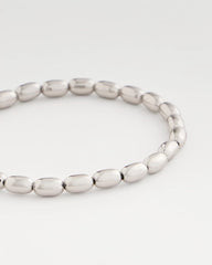 Silvertone Oval Beaded Stretch Bracelet