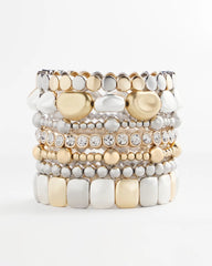 Silver & Gold Tone Round Stretch Bracelet