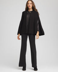 Faux Leather Trim Cape