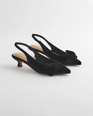 Charm Velvet Bow Kitten Heels
