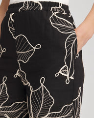 Petite Embroidered Wide-Leg Cropped Pants