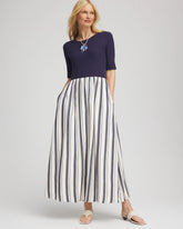 Petite Mixed Metallic Striped Maxi Dress