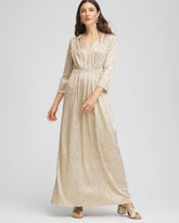 Petite Metallic Knit Pleated Maxi Dress
