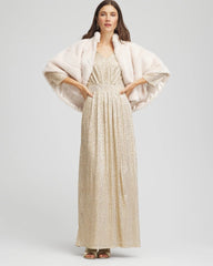 Petite Metallic Knit Pleated Maxi Dress