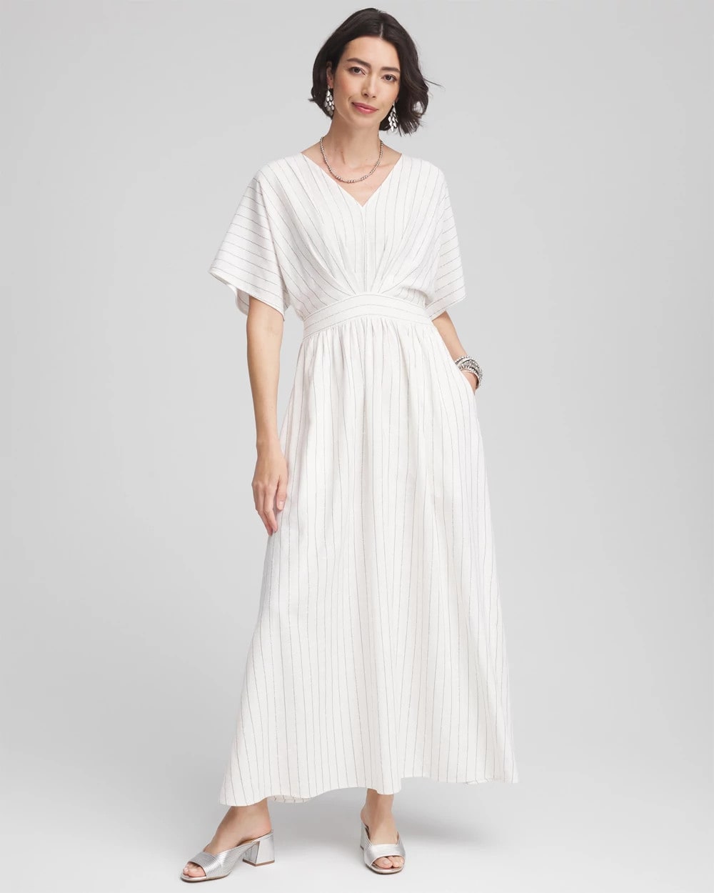 Metallic Striped Maxi Dress