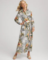 Petite Artisanal Floral Print Maxi Shirtdress
