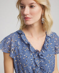 Petite Textured Ruffled-Placket Maxi Dress