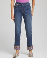 Petite Embellished Pull-On Slim Ankle Jeggings